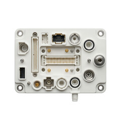 Fototapeta premium Medical Device Internal Components Panel with Multiple Connectors and Ports