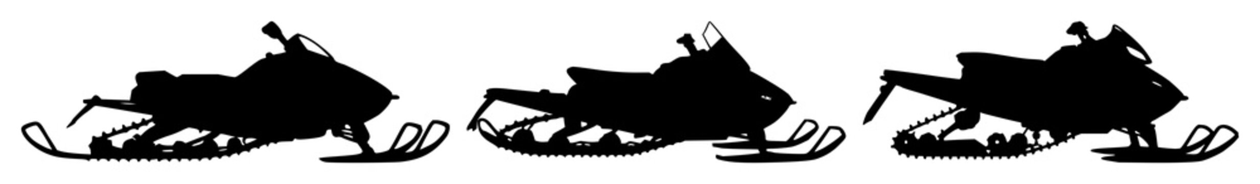 Black silhouette, white background: snowmobile set with simple line art design featuring line art, illustrations, graphic resources with vector and design elements