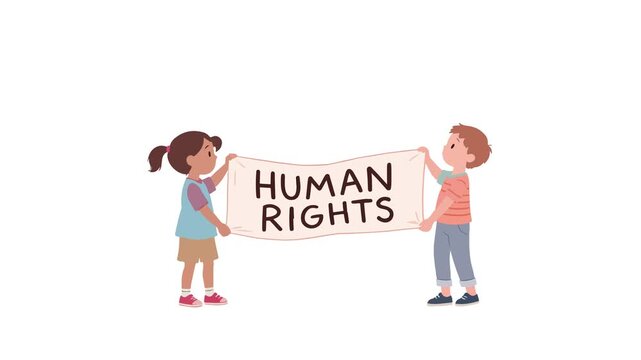 children speak human right symbol flat design character video suitable to your animation, brand, display, paper, human rights day, kids, cartoon, mascot, marketing, template, and more