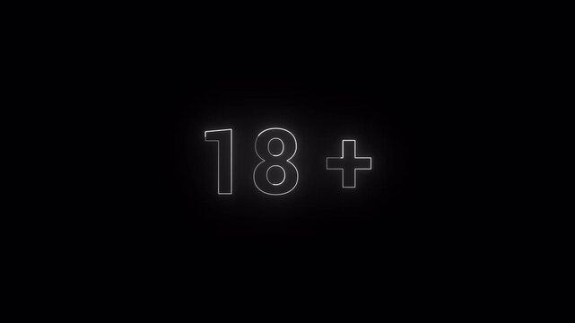 animation icon sign 18 plus  on Transparent Background, age restriction adult content warning symbol. 4k animation video.