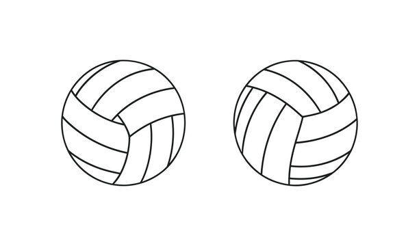 Two black line art volleyball icons on a for sports designs
