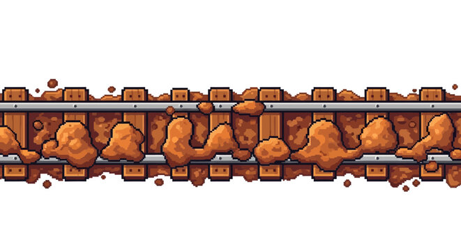 Abstract Brown Goo Dripping Over Industrial Metal Structure.