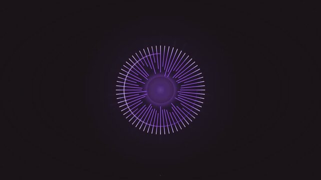Animated Glowing Purple Radial Audio Equalizer Visual Sequence