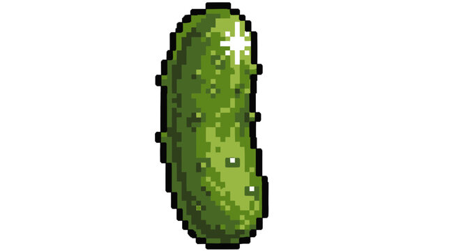 Pixel Art Pickle Illustration Isolated on White Background.