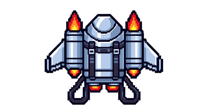 Pixel Art Jetpack Rocket Backpack for Flying.