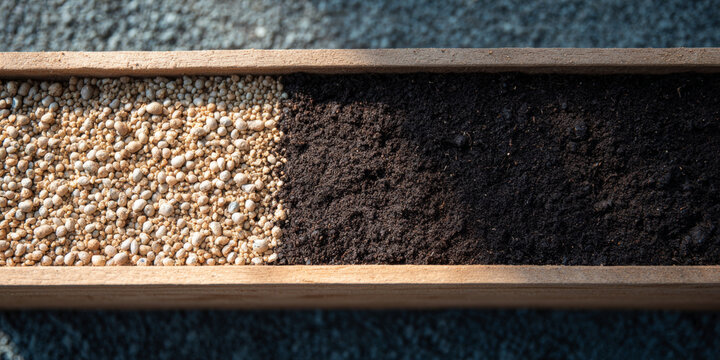 Comparison of soil and perlite in planter box