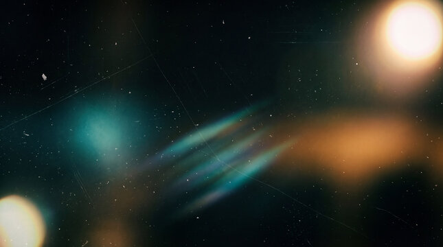 Abstract dark background with light leaks and dust scratches for retro and vintage aesthetic designs