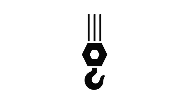 Vector illustration&nbsp;of crane hook icon, lifting equipment symbol, industrial construction sign on a transparent background