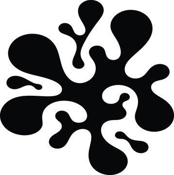 Abstract black inkblot a rorschach like shape on a white background
