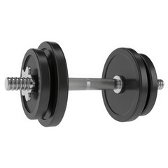 Obraz premium 3 d dumbbell with black weights and silver bar, isolated on white