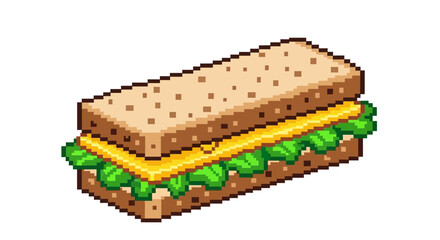 Fototapeta premium Pixel Art Sandwich with Cheese and Lettuce.