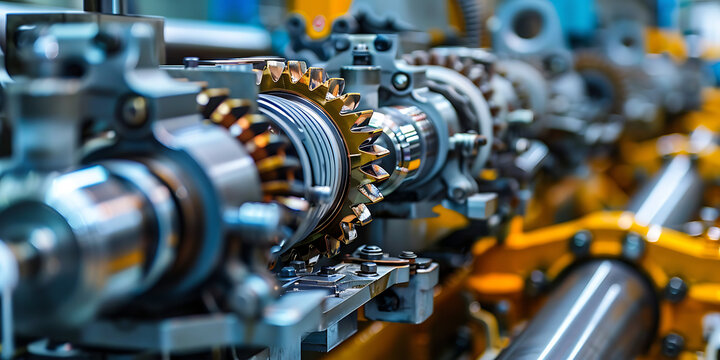 Close-Up of Intricate Mechanical Gears and Metal Components