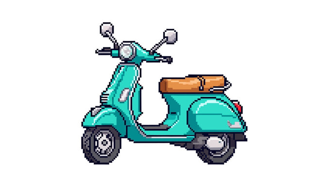 Vintage Teal Scooter Illustration.