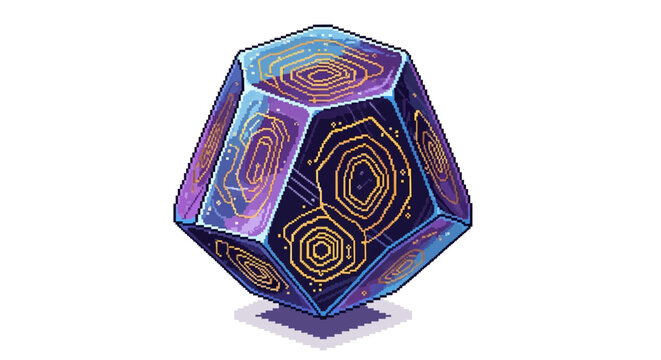 Mysterious Geometric Crystal with Intricate Patterns.