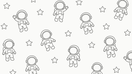 Fototapeta premium Space themed astronaut and star pattern
