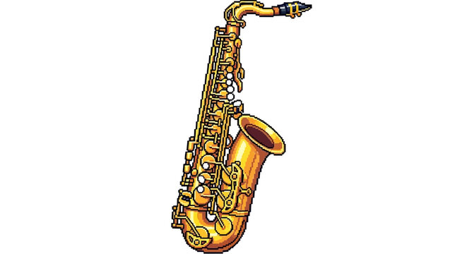 Golden Alto Saxophone Musical Instrument Illustration.