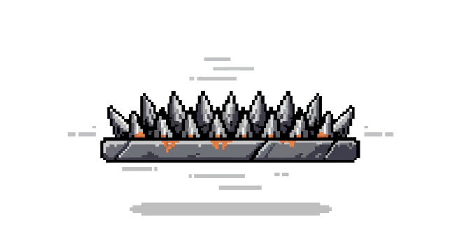 Pixel Art Spiked Trap Obstacle Game Asset.