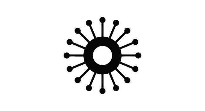 Vector illustration&nbsp;of abstract sun icon or coronavirus cell symbol with radiating lines on a transparent background