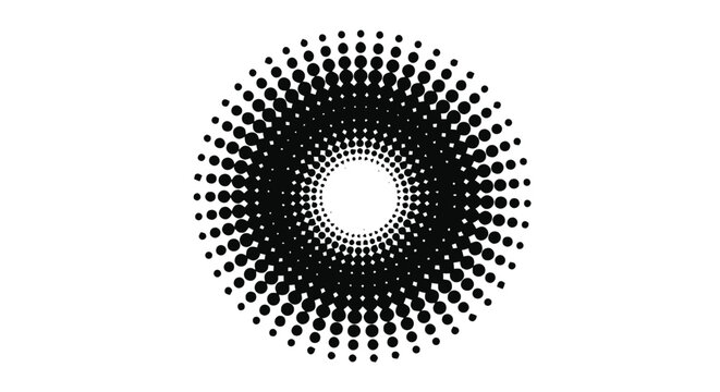 Vector illustration&nbsp;of abstract radial halftone dot pattern on a transparent background