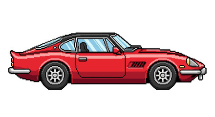 Fototapeta premium Classic Red Sports Car Pixel Art Illustration.