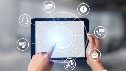 Obraz premium FAQ and online help icons show question, answer, and support system. FAQ improves online help experience, customer service quality, and FAQ knowledge access. Gist