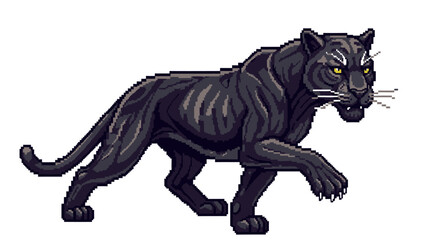 Fototapeta premium Majestic Black Panther Stalking with Intense Gaze.