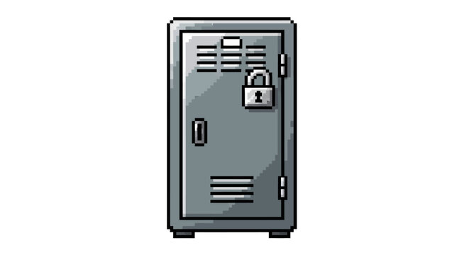 Gray Metal Locker with Padlock Illustration.