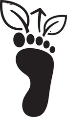 Obraz premium Eco friendly footprint icon, green leafy foot print, sustainable living symbol, black vector illustration
