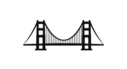 Fototapeta premium Vector illustration&nbsp;of black silhouette icon of the golden gate bridge on a transparent background