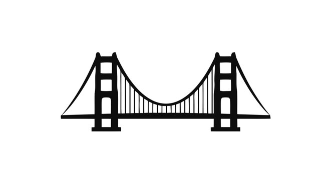 Vector illustration&nbsp;of black silhouette icon of the golden gate bridge on a transparent background