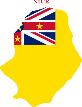 Niue Map Flag Oceania National Vector Outline Island Country Art