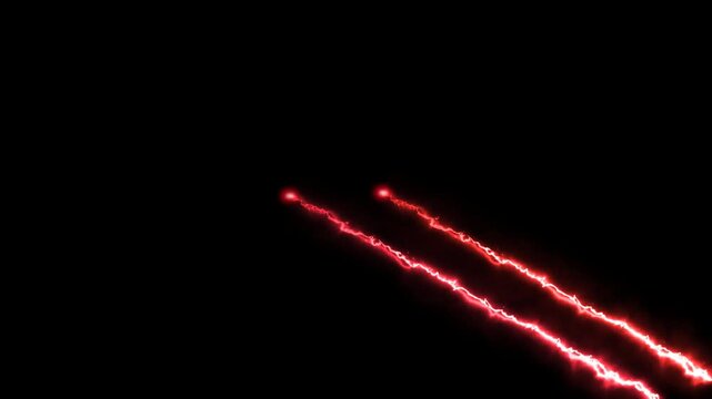 Powerful red laser eye beams creating intense light in dark abstract space