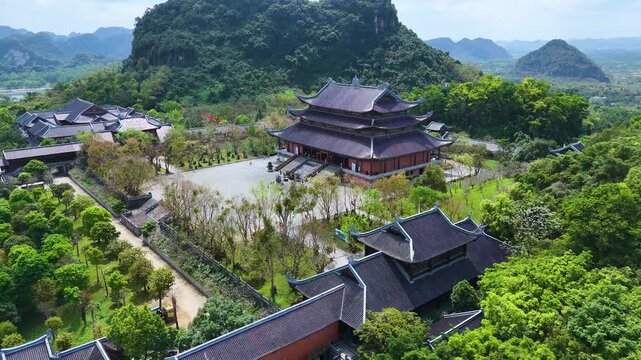 Aerial view of Bai Dinh Temple near Ninh Binh, Vietnam.