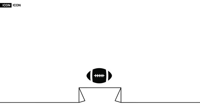 American Football Goalpost and Ball Minimalist Icon.