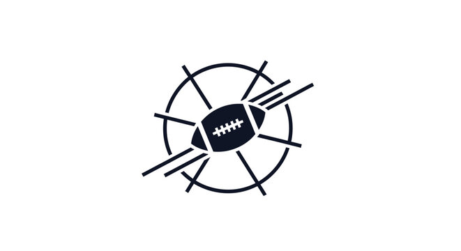 American Football Icon with Radial Lines Symbolizing Focus.