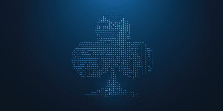 Futuristic Blue PCB Maze Technology Background with Intricate Circuit Trace Lines on Dark Blue Digital Backdrop for Cybersecurity, AI Innovation and Advanced Data Systems