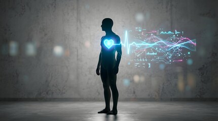 Fototapeta premium A person with glowing heart, symbol of healthcare, medicine concept