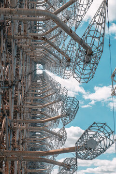Duga Radar Antenna Detail Against Blue Sky