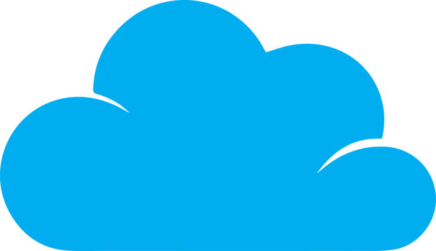 Cloud icon displays a simple blue shape representing data storage, network connectivity, and digital infrastructure services.