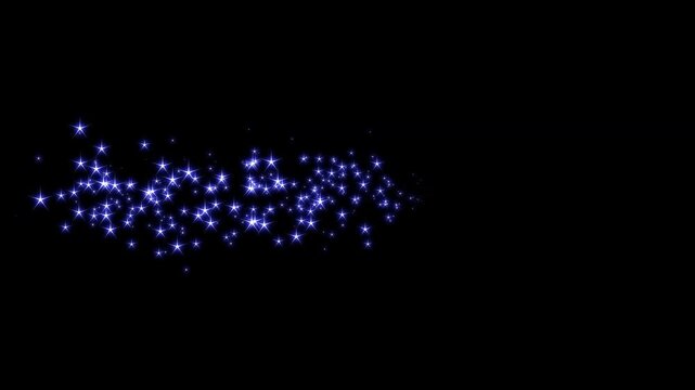 Magic blue glitter star line animation with twinkling particles and glowing fairy dust trail on solid black background smooth looping enchanting cinematic motion graphics ultra sharp 4K
