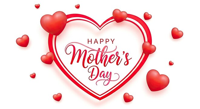 Happy mother's day beautiful heart design with red hearts celebrate mom