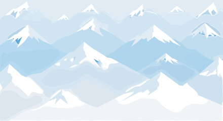 Fototapeta premium Stylized snow capped mountain range landscape with layered peaks and clear sky