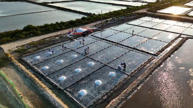The Hon Khoi Salt Fields in Doc Let near Nha Trang, Vietnam
