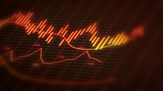 Orange Trading Graph with Market Trend Lines &ndash; Financial Analysis and Stock Market Data 4K Video