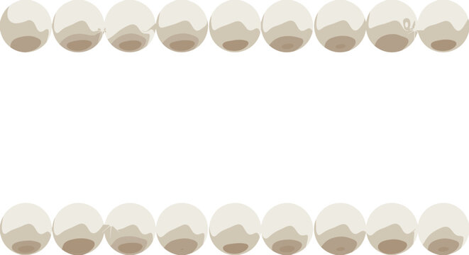 Elegant row of lustrous white pearls bordering empty space for text or design