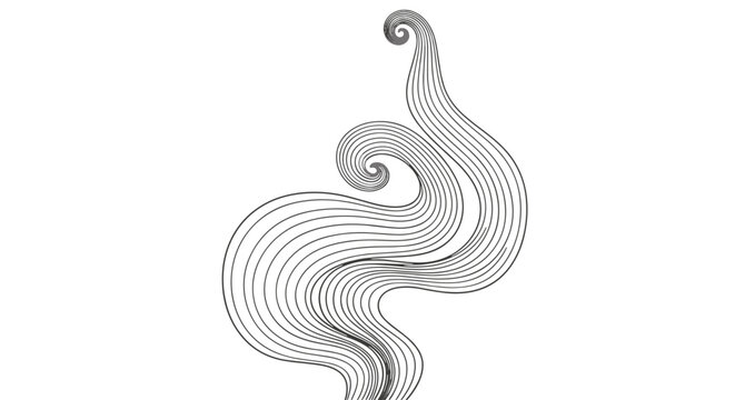 Abstract swirling smoke or steam lines forming an elegant organic shape on white