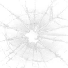 Obraz premium Shattered glass with cracks radiating from the center on a transparent background