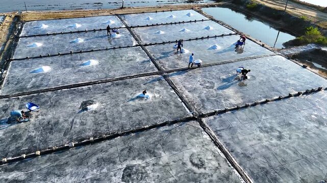 The Hon Khoi Salt Fields in Doc Let near Nha Trang, Vietnam
