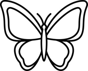 A simple black line drawing of a butterfly on white background © HEPPY