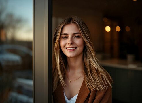 Happy woman portrait smile natural beauty lifestyle positive emotion